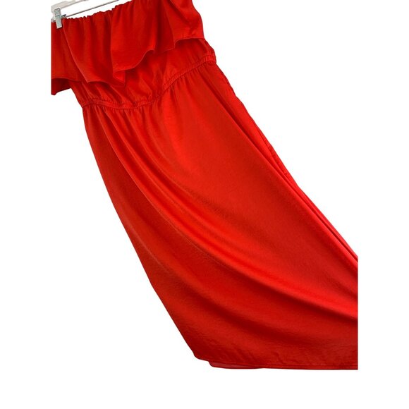 BCBGMAXAZRIA Malia Red Berry Off-Shoulder Dress M Crepe NWT $158 Island Vacay - Picture 11 of 13